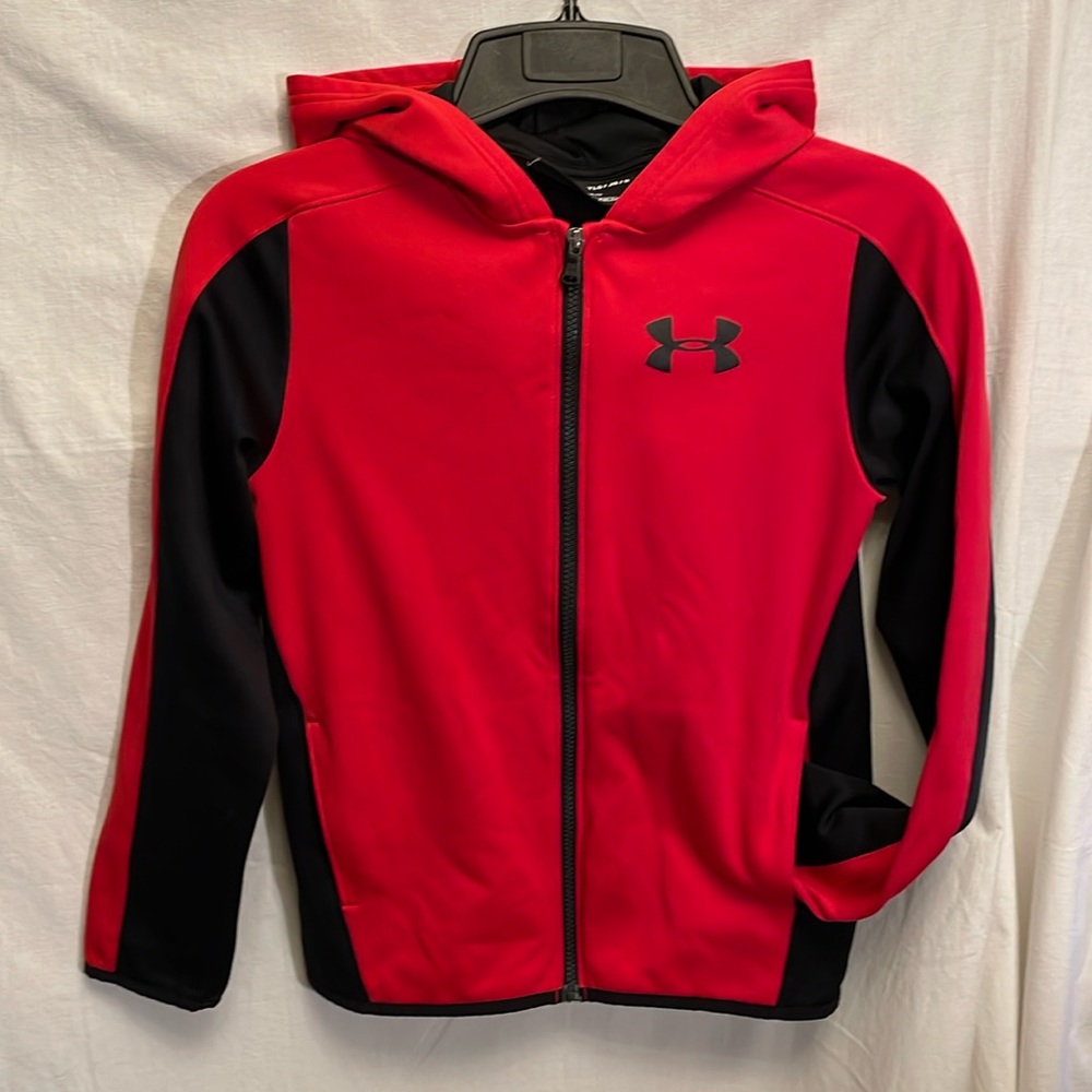 Under Armour Youth L Red and Black Zipper Hoodie